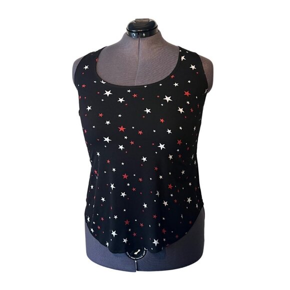 torrid Tops - Torrid Black & Multi Star Stretch Challis Tank (Size 00)